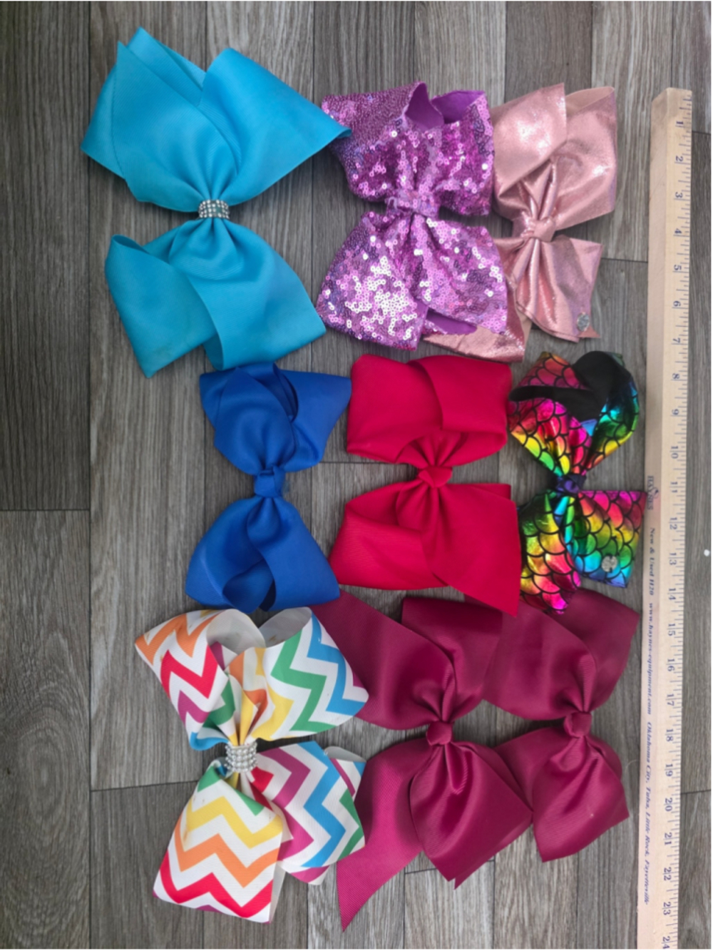 Girls Unbranded Hair Bows Set of 9 Multicolor